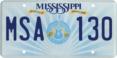 MS license plate MSA130