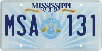 MS license plate MSA131
