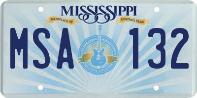 MS license plate MSA132