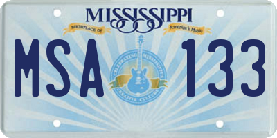 MS license plate MSA133