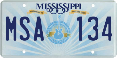 MS license plate MSA134