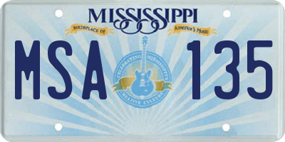 MS license plate MSA135