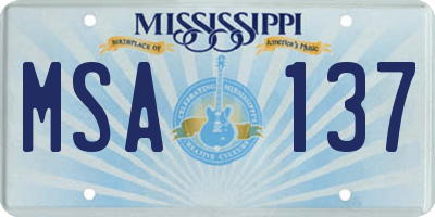 MS license plate MSA137