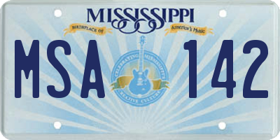 MS license plate MSA142
