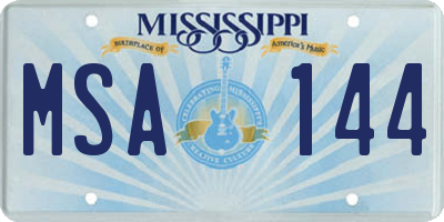 MS license plate MSA144