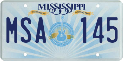 MS license plate MSA145