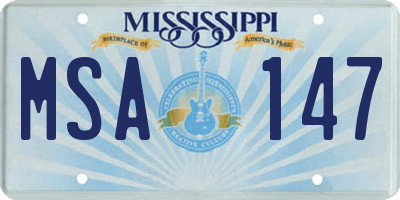 MS license plate MSA147