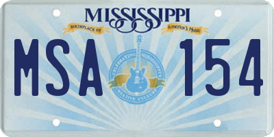 MS license plate MSA154