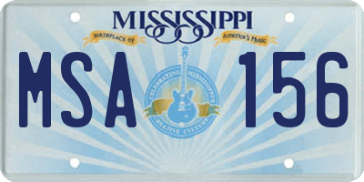 MS license plate MSA156