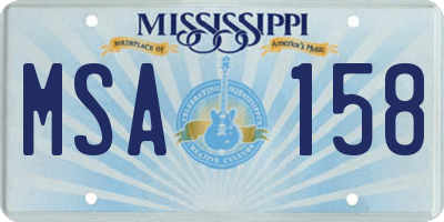 MS license plate MSA158