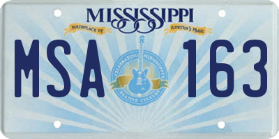 MS license plate MSA163
