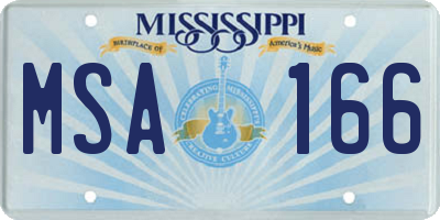 MS license plate MSA166