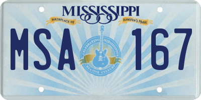 MS license plate MSA167