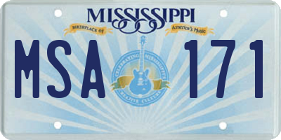 MS license plate MSA171