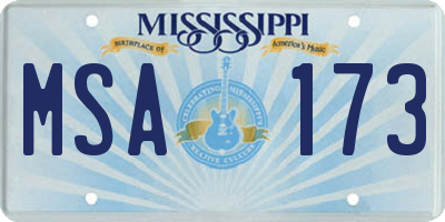 MS license plate MSA173