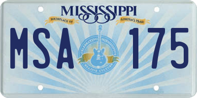 MS license plate MSA175