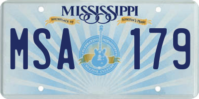 MS license plate MSA179