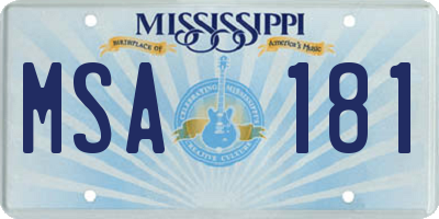 MS license plate MSA181
