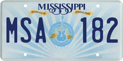 MS license plate MSA182