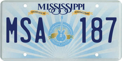 MS license plate MSA187