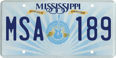 MS license plate MSA189
