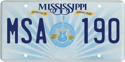 MS license plate MSA190