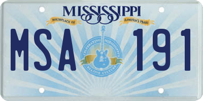 MS license plate MSA191