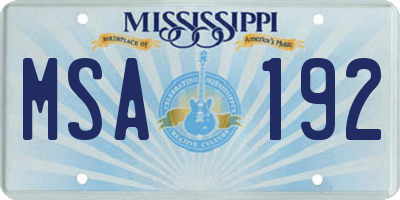 MS license plate MSA192