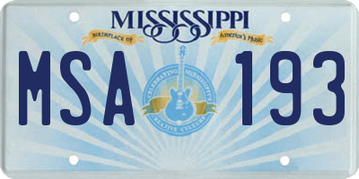 MS license plate MSA193