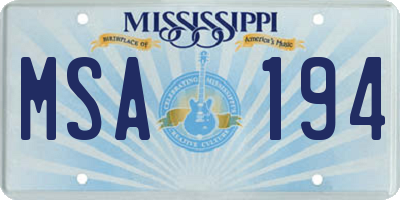MS license plate MSA194