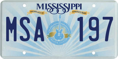 MS license plate MSA197