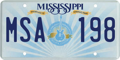 MS license plate MSA198