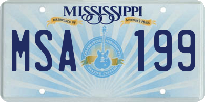 MS license plate MSA199