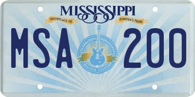 MS license plate MSA200