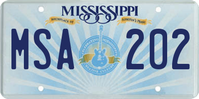 MS license plate MSA202
