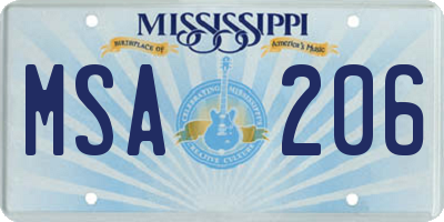 MS license plate MSA206