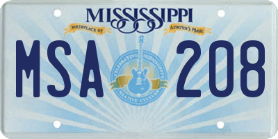 MS license plate MSA208