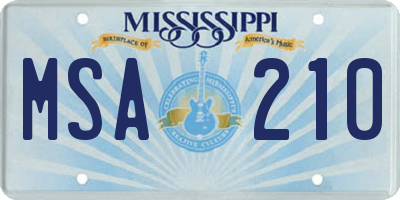 MS license plate MSA210