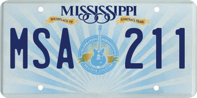MS license plate MSA211