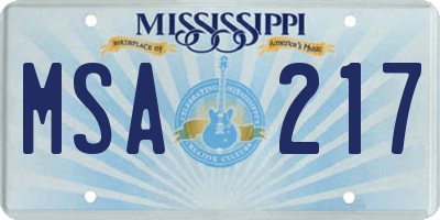 MS license plate MSA217