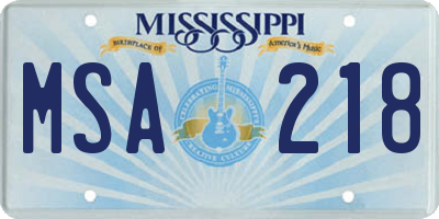 MS license plate MSA218