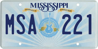 MS license plate MSA221