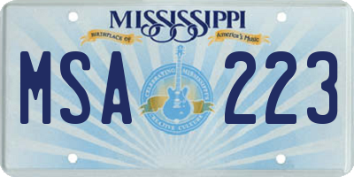 MS license plate MSA223