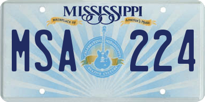MS license plate MSA224