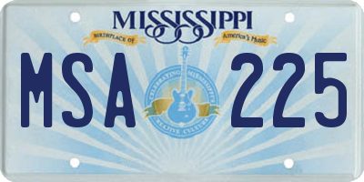 MS license plate MSA225