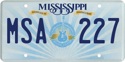 MS license plate MSA227