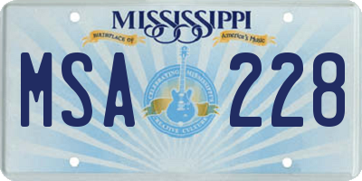 MS license plate MSA228