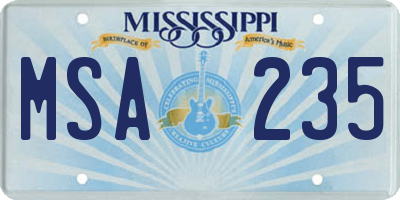MS license plate MSA235