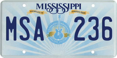 MS license plate MSA236