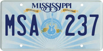MS license plate MSA237